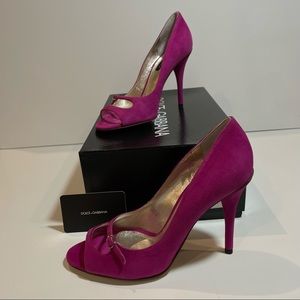 Dolce & Gabbana Fuchsia Mary Jane Peep Toe Pump NEW